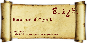 Benczur Ágost névjegykártya